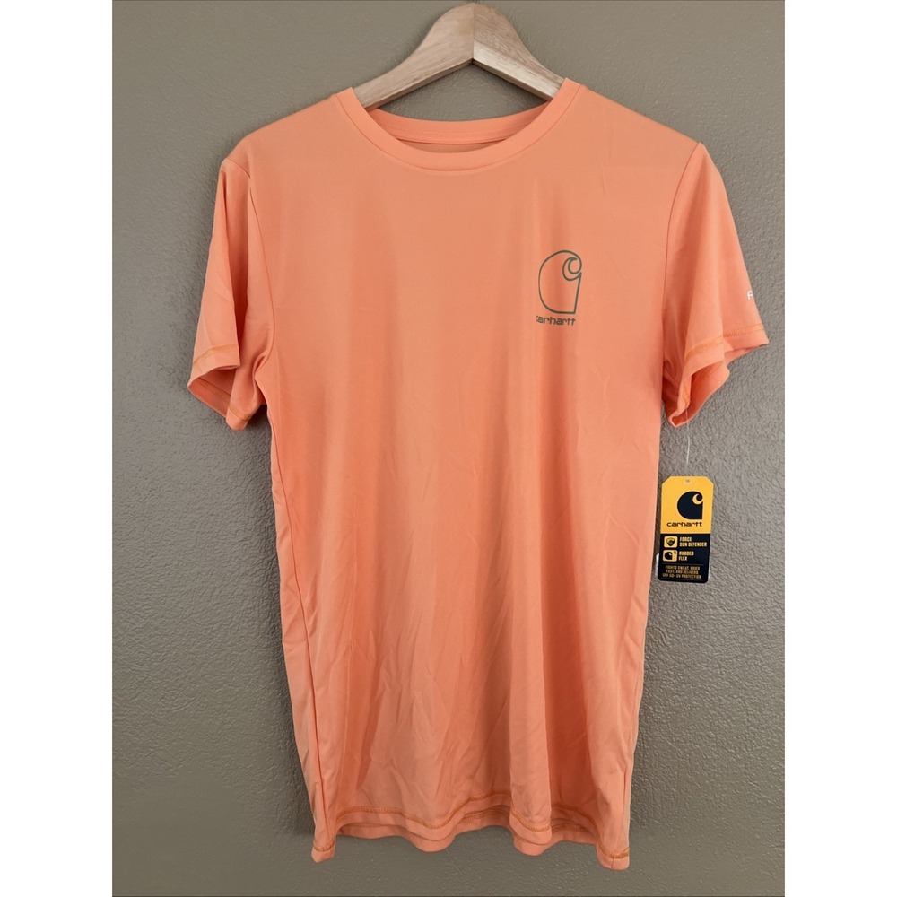 Carhartt Boys Large 14-16 Orange force, sun defender short sleeve tee UPF 50 NWT